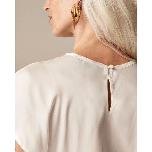 J.Crew Drapey T-shirt top Ivory Size M NWT - Picture 2 of 9